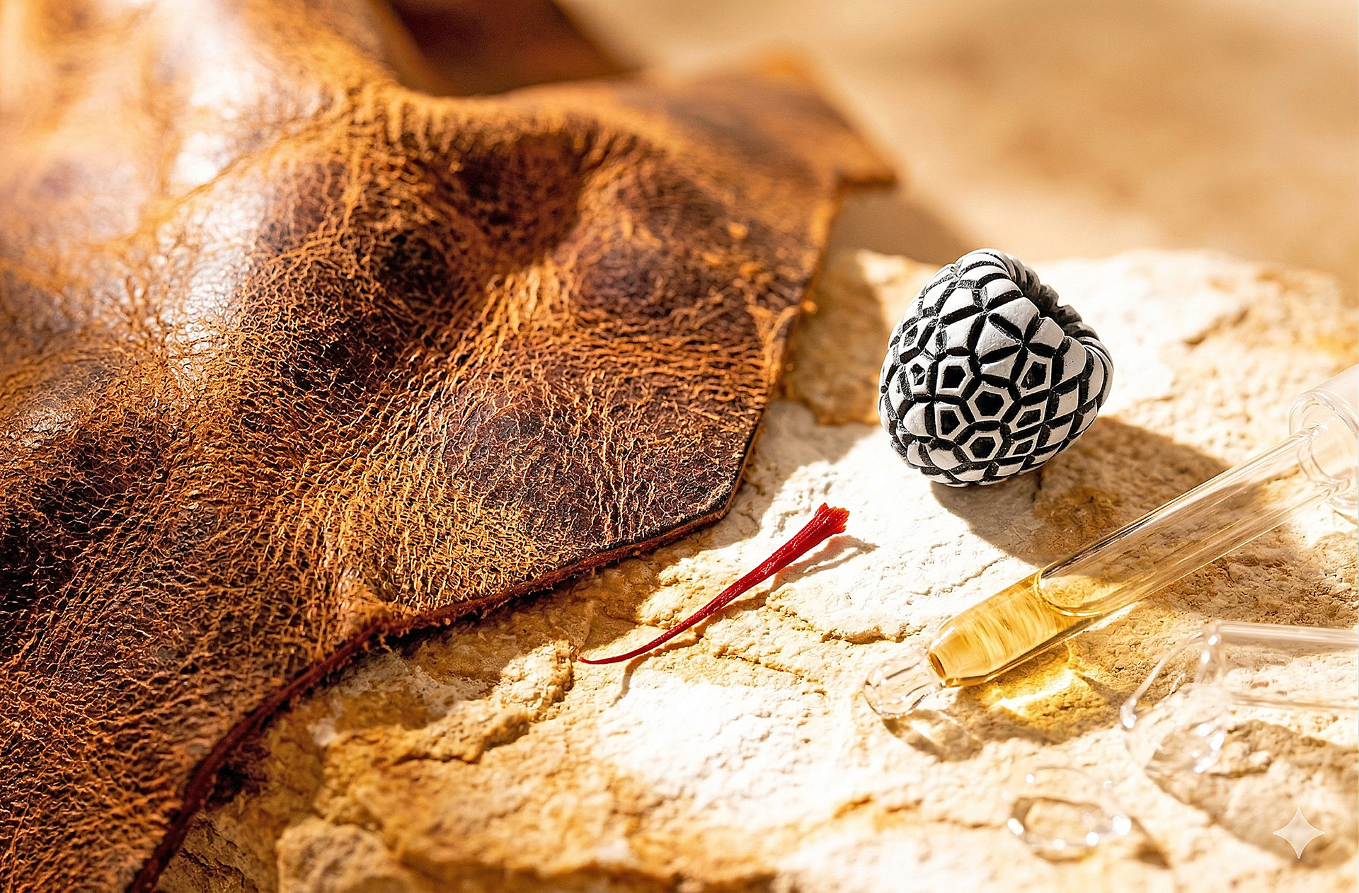 WIDIAN Parfüm symbolisiert durch Leder und Himbeere